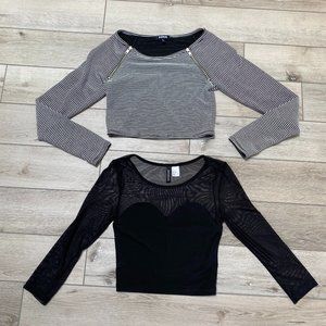 2 Black Crop Tops Bundle